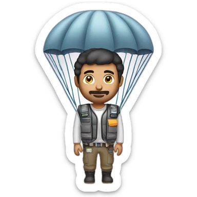 Arab Man with electrical vest in a parachute sticker