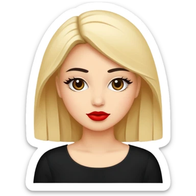 Beyaz ten, siyah askılı elbise,kırmızı ruj,siyah topuz saç modeli  sticker