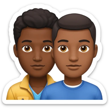 realistic portrait of two figures he’s fully bold and light black skin sticker