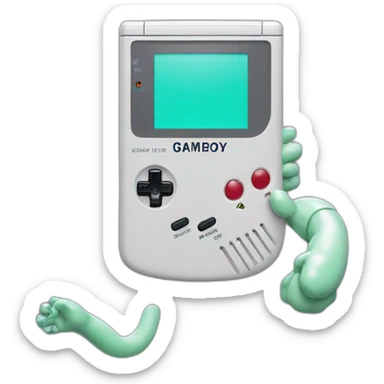 gameboy with arm and leg sticker
