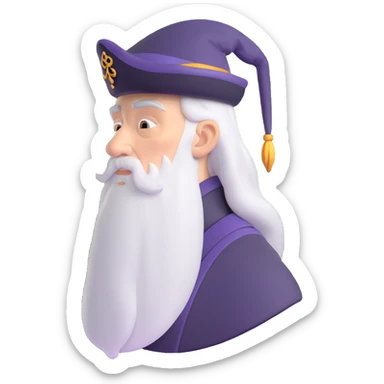 melancholy Albus Dumbledore side profile with long silver beard sticker