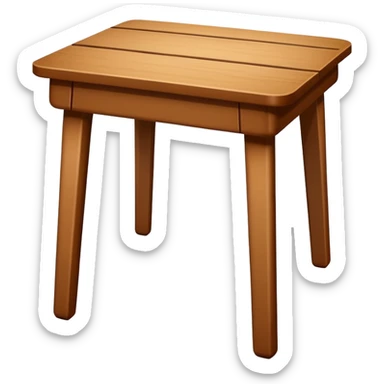 A flat, minimalistic, wooden table icon with four legs, viewed from the front, white background, no shadow, simple lines, high contrast, emoji design sticker