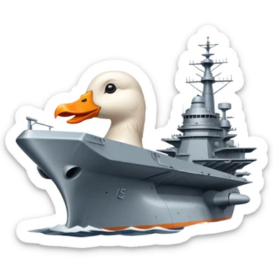 A battleship aircraft carrier hybrid with a goose head instead of the front command tower, with orange beak sticker