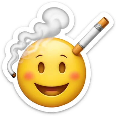 Make an emoji with a smiley face that smokes a cigarette sticker