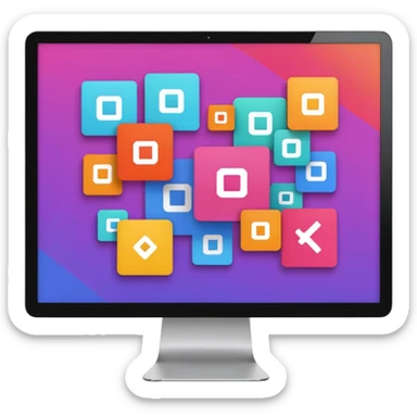 AI webflow on a computer - really complicated, sequences of squares connected to other squares, lines sticker