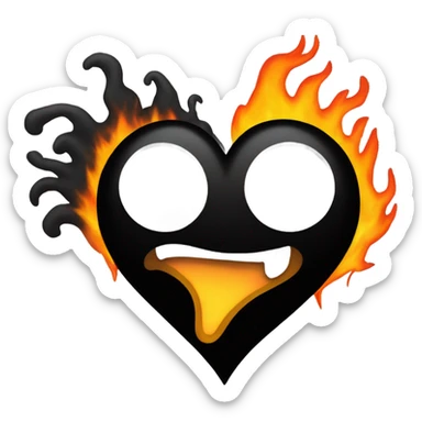 Black flame heart sticker