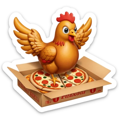 chicken wings and pizza box sticker