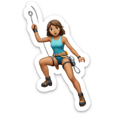 a badass girl lead-climbing a rocky cliff  sticker