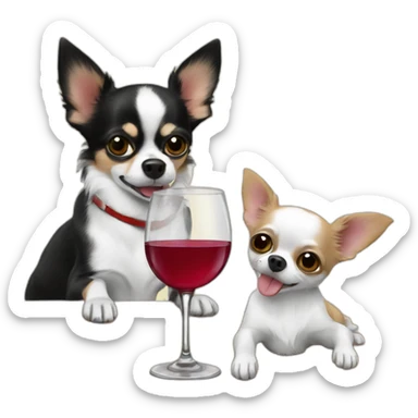 chihuahua drinks wine wit papillon sticker