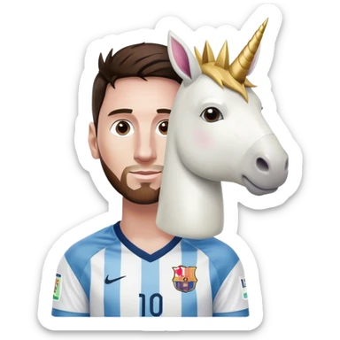 Fais-moi un bonhomme avec le corps d’une licorne et la tête de Messi sticker