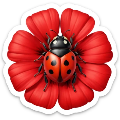ladybird on flower sticker
