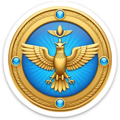 Colorful Faravahar symbol with gold disc and blue wings sticker