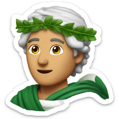 Dante Alighieri with a green laurel wreath on his head and holding a scroll in his hand sticker