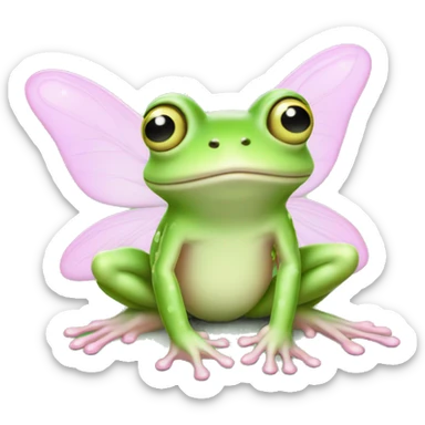Light green Fairy frog with light pink wings sticker