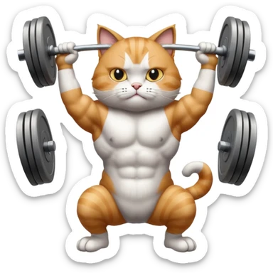  weightlifting cat sticker