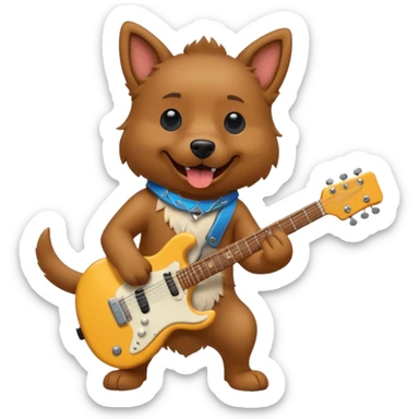 Dog shredding on an electric guitar sticker