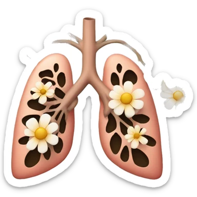 A pair of lungs with flowers sticker