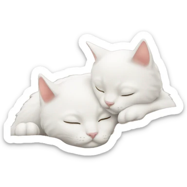Two white cats sleeping and hugging each other  sticker