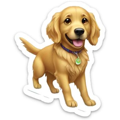 Golden retriever riding surfboard sticker