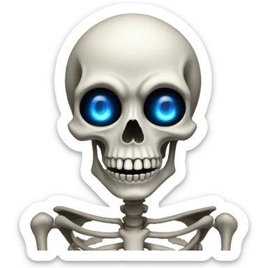 Skeleton with one blue glowing eye summoning mahoaga sticker