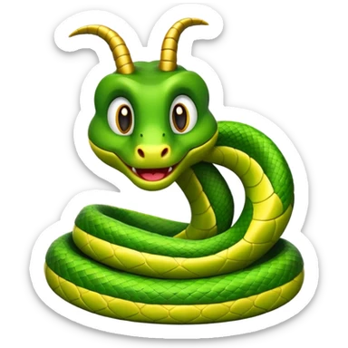 Green Cartoon snake with horns  sticker