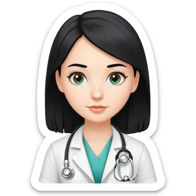 white girl with black hair doctor sticker