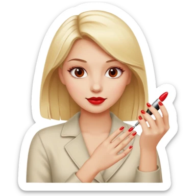 mulher loira pintando unhas sticker