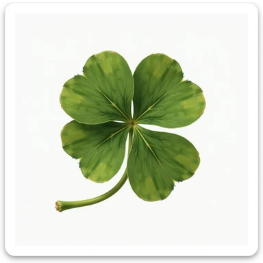 a realistic green four-leaf clover, botanical illustration, photorealistic, natural details sticker
