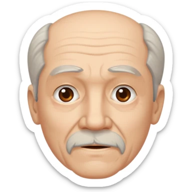 Old cold distant old man with dark hair & a go te sticker
