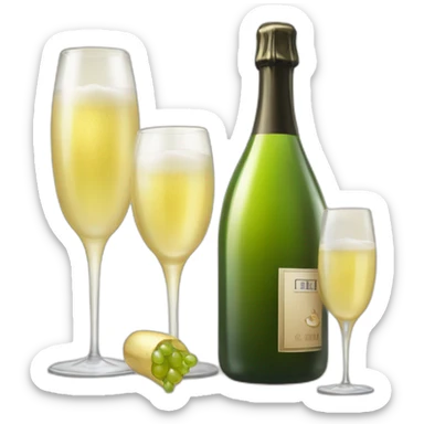 very big bottle and 2 pieces of clinking glasses of prosecco sticker