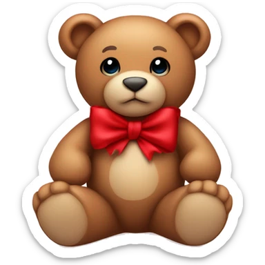 teddy bear with red bow and red rose sticker