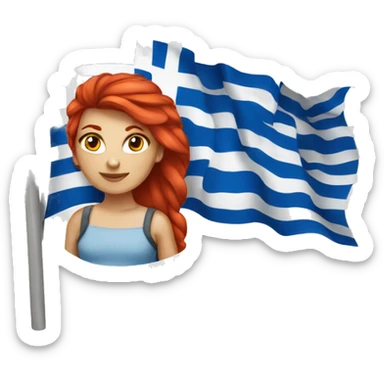 a red hair female ice peak with greek flag sticker