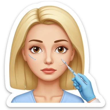 Woman taking a botox only one injection in the face sticker