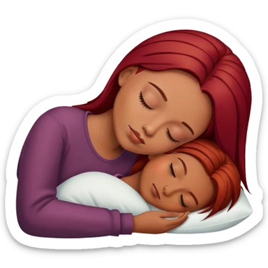 brown woman with straight dark red hair sleeping  sticker