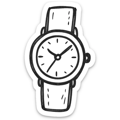 watch, hand-drawn outline icon, sketchy, casual sticker