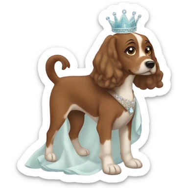 Brown mid sized dog wearing princess dress sticker
