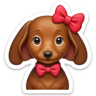 Female Dachshund with red hello kitty bow on her right ear sticker