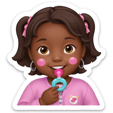 a baby girl with pacifier and dark skin sticker