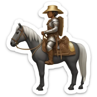 a nomadic soldier on a horse from the side sticker