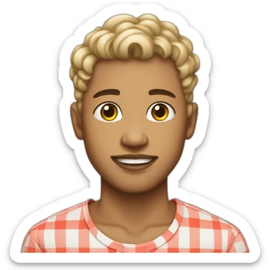 light skin teen with cheslied jaw line in a cool shirt sticker