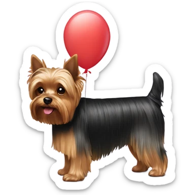 Yorkie with a balloon  sticker
