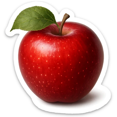 red apple with a leaf, vibrant and detailed, general style sticker