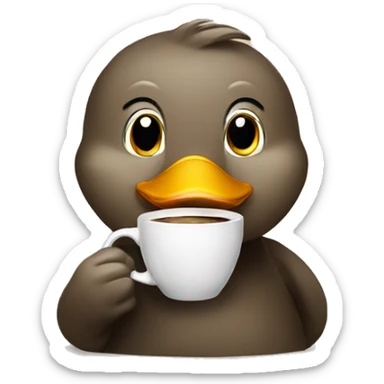 A duck drinking coffee looking satisfied sticker