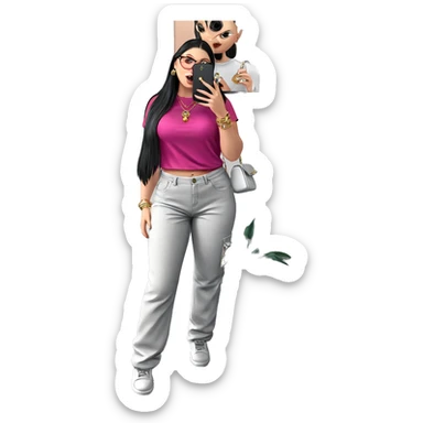 girl with jewelry and phone sticker