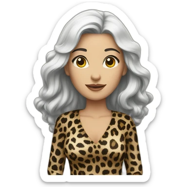 white dark-haired woman dressed in leopard sticker