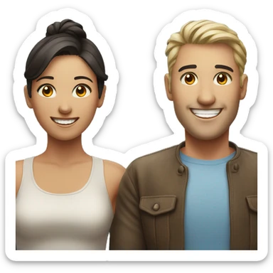 A lovely couple smiling at camera sticker