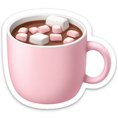 Light Pink mug of hot chocolate with marshmallows  sticker