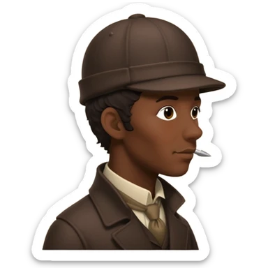 Sherlock Holmes wearing a deerstalker hat in silhouette sticker