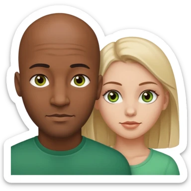 Black bald guy with brown eyes & a white girl brown hair with green eyes  sticker