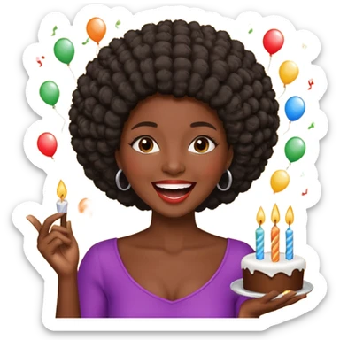Classic mustang dark women with short Afro sing happy birthday sticker